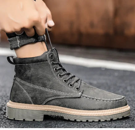 Retro Fashion Casual Leather Tooling Boots