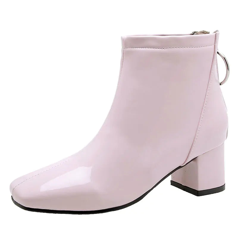 Heeled Patent Ankle Boots for Women