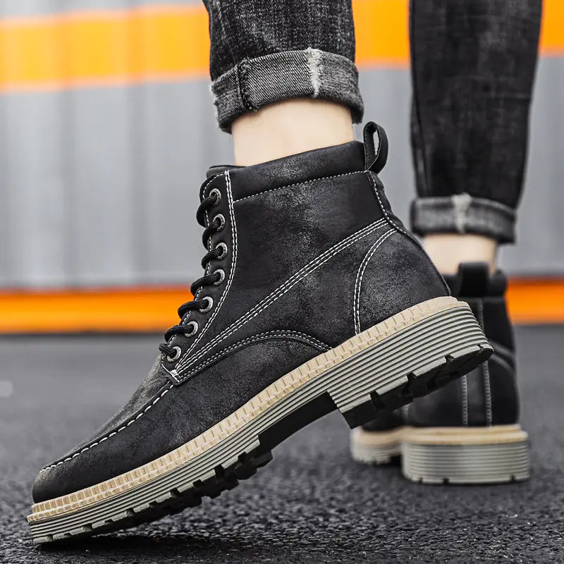 Retro Fashion Casual Leather Tooling Boots