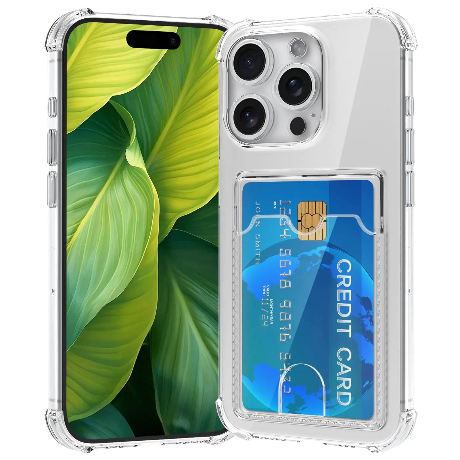 RIERBUBU Compatible with iPhone 15 Pro Case with Card Holder Wallet Case Clear Slim Soft Protective Cover Shockproof Anti-Scratch Phone Card Case for iPhone 15 Pro