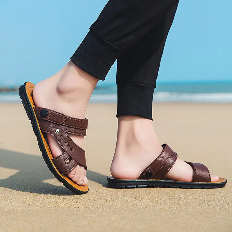 Men's Casual Leather Summer Beach Sandals