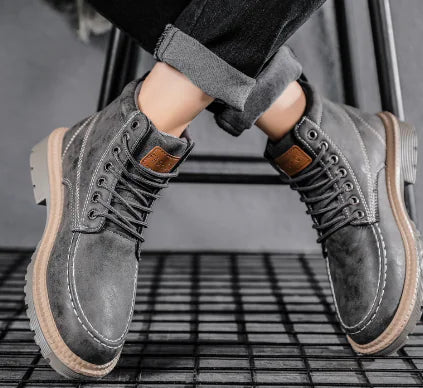 Retro Fashion Casual Leather Tooling Boots