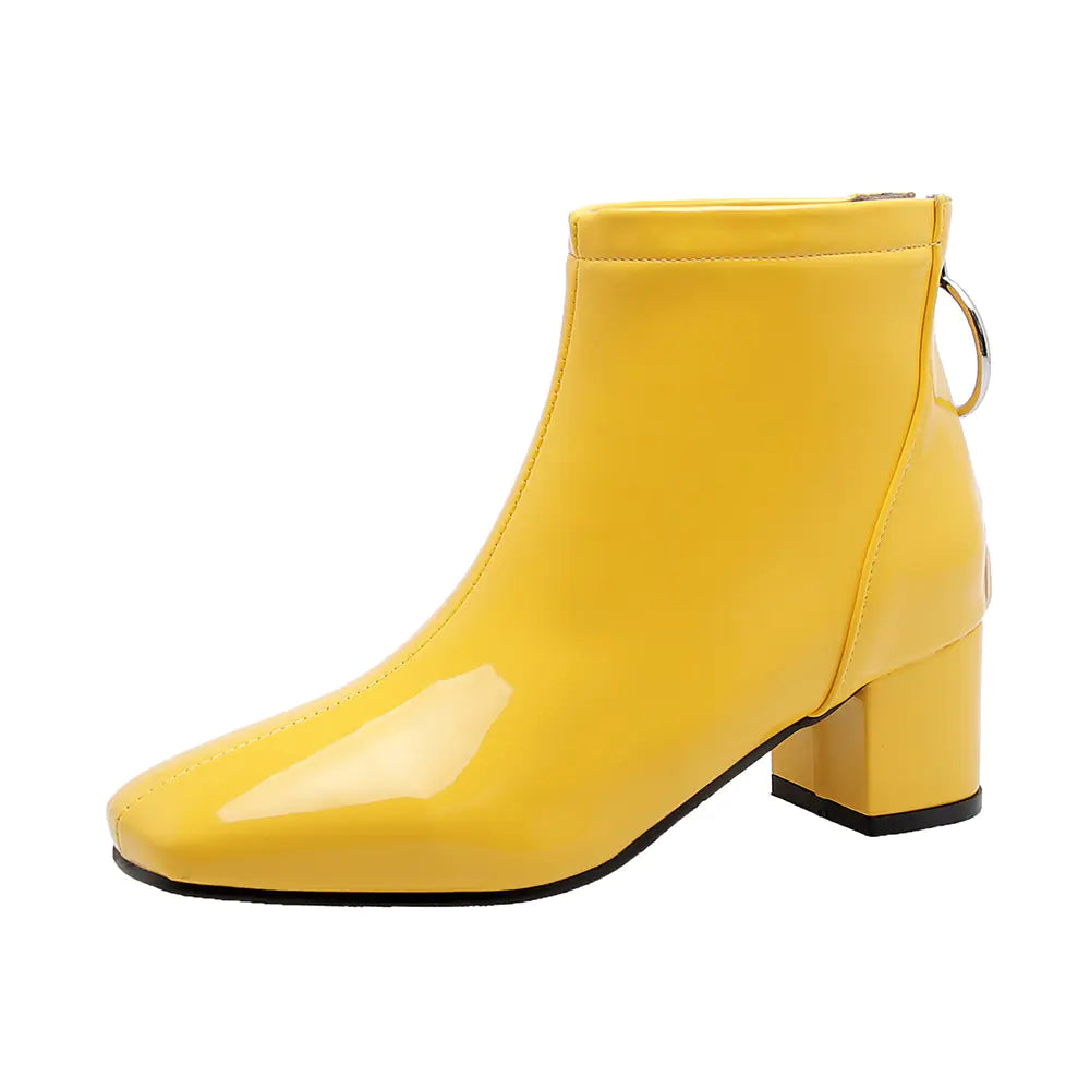 Heeled Patent Ankle Boots for Women