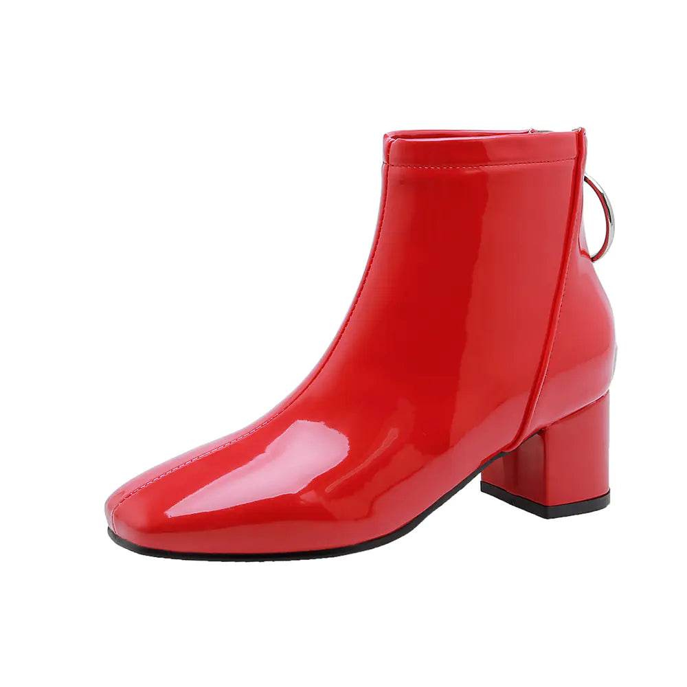 Heeled Patent Ankle Boots for Women