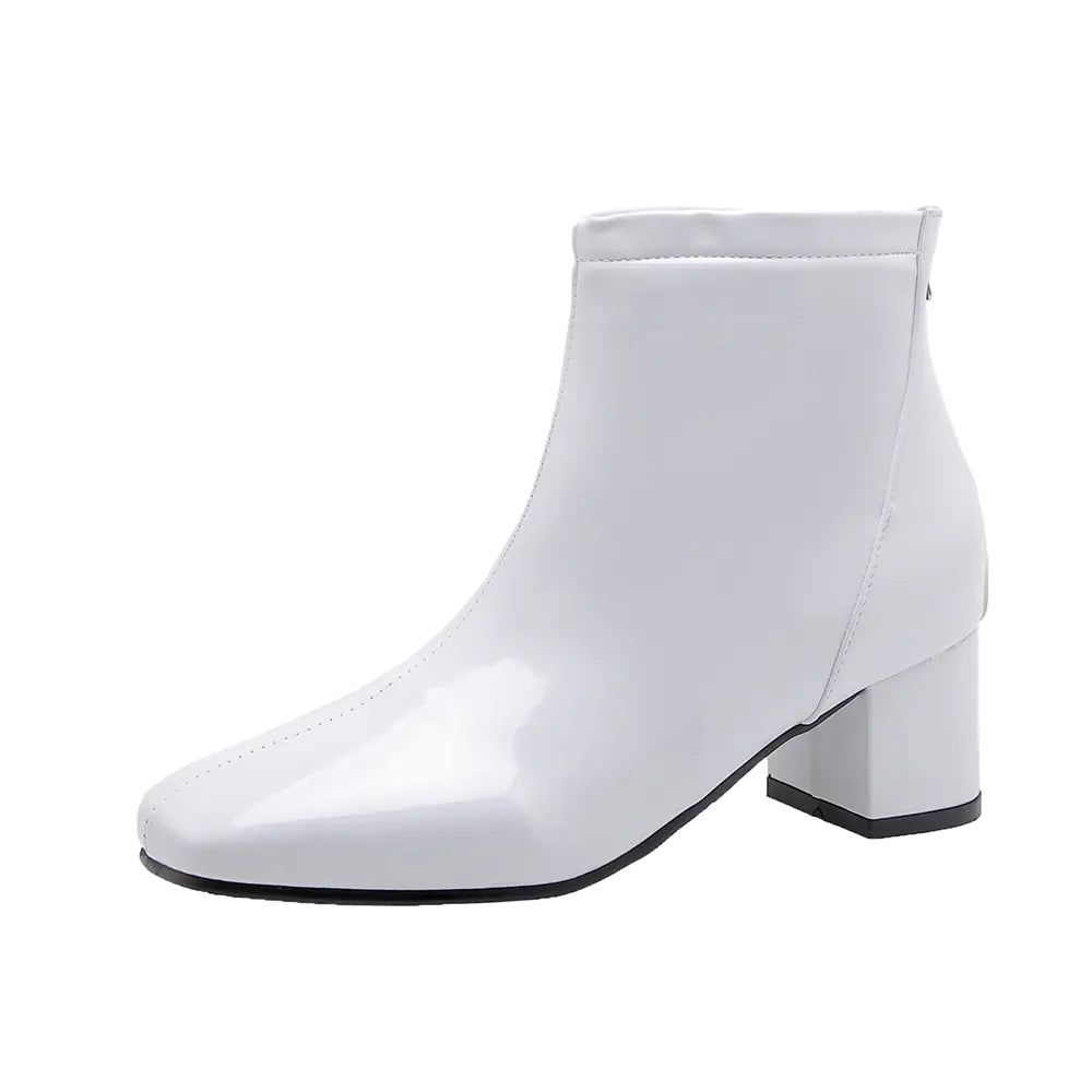 Heeled Patent Ankle Boots for Women