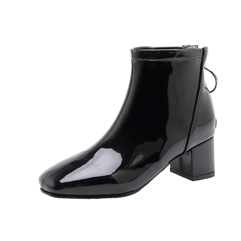 Heeled Patent Ankle Boots for Women